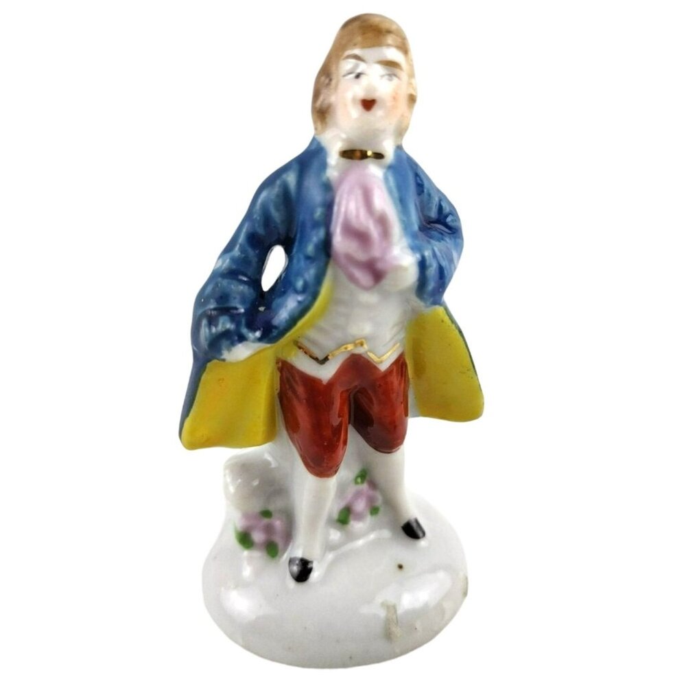 Colonial Noble Man Vintage Occupied Japan Hand Painted 3 Inch Statue